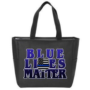 Police Shield Blue Lives Matter Zip Tote Bag