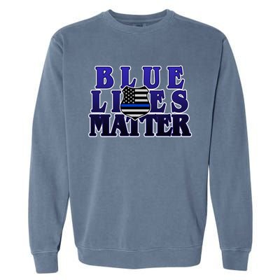 Police Shield Blue Lives Matter Garment-Dyed Sweatshirt