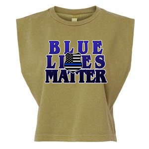 Police Shield Blue Lives Matter Garment-Dyed Women's Muscle Tee