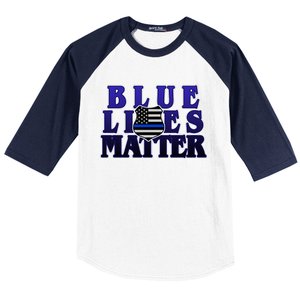 Police Shield Blue Lives Matter Baseball Sleeve Shirt