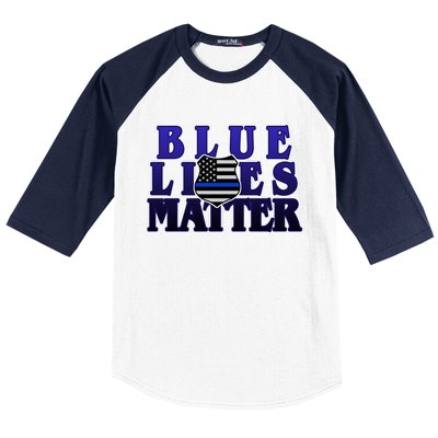 Police Shield Blue Lives Matter Baseball Sleeve Shirt