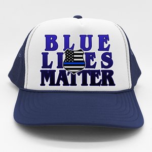 Police Shield Blue Lives Matter Trucker Hat