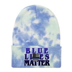 Police Shield Blue Lives Matter Tie Dye 12in Knit Beanie