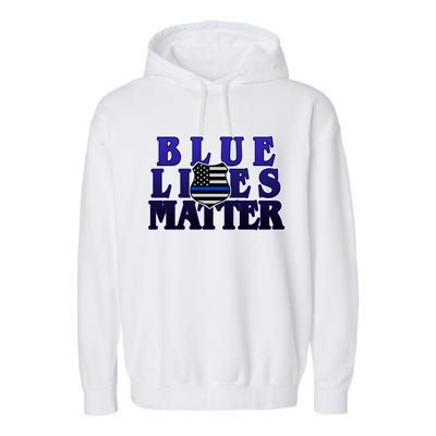 Police Shield Blue Lives Matter Garment-Dyed Fleece Hoodie