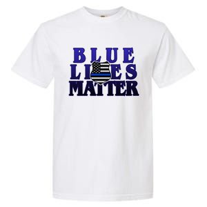 Police Shield Blue Lives Matter Garment-Dyed Heavyweight T-Shirt