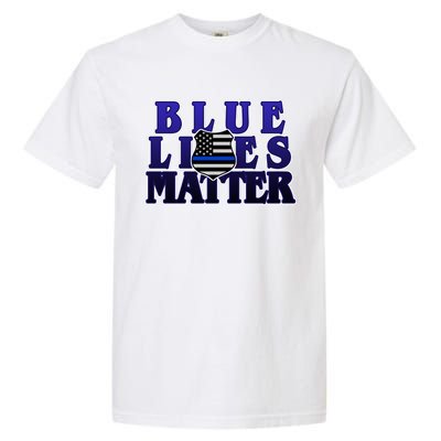 Police Shield Blue Lives Matter Garment-Dyed Heavyweight T-Shirt