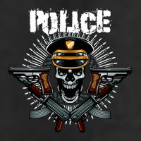 Police Skull 7 Panel Mesh Trucker Snapback Hat