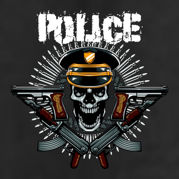Police Skull 7 Panel Mesh Trucker Snapback Hat