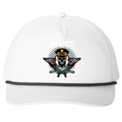 Police Skull Snapback Five-Panel Rope Hat