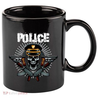Police Skull 11oz C Handle Ceramic Mug