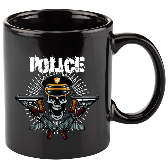 Police Skull 11oz C Handle Ceramic Mug