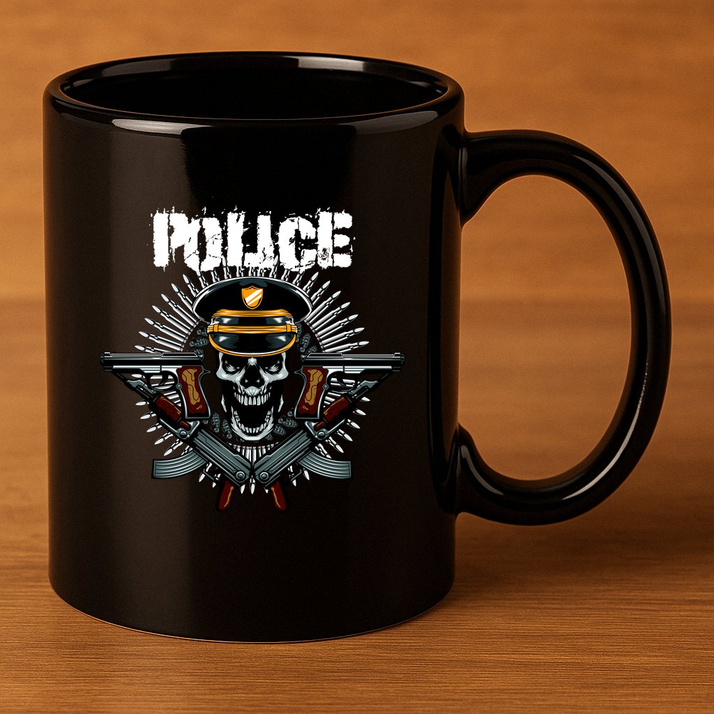 Police Skull 11oz C Handle Ceramic Mug