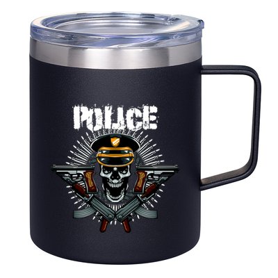 Police Skull 12oz Stainless Steel Coffee Mug