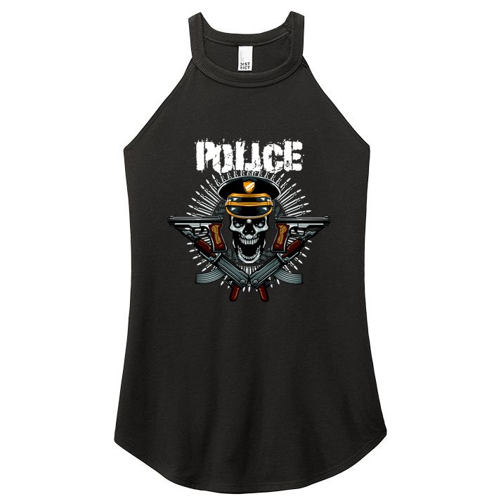Police Skull Women's Perfect Tri Rocker Tank