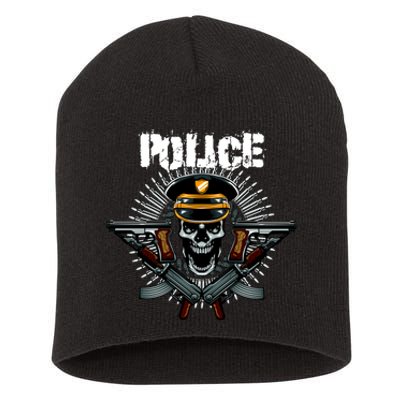 Police Skull Short Acrylic Beanie