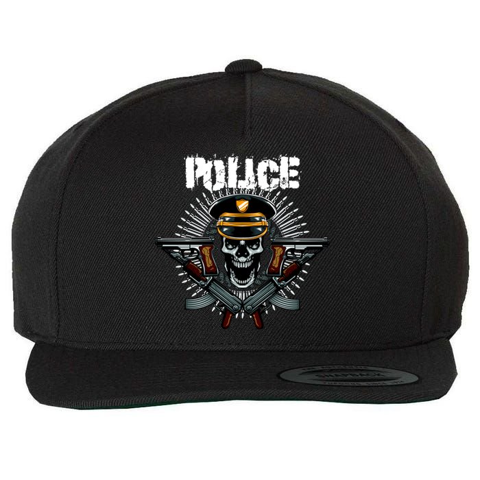 Police Skull Wool Snapback Cap