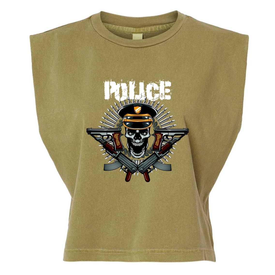 Police Skull Garment-Dyed Women's Muscle Tee