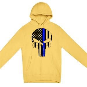 Police USA Skull Thin Blue Line Premium Pullover Hoodie