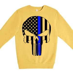 Police USA Skull Thin Blue Line Premium Crewneck Sweatshirt