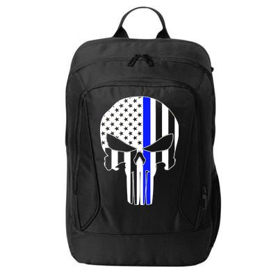 Police USA Skull Thin Blue Line City Backpack