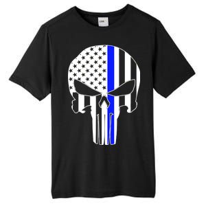 Police USA Skull Thin Blue Line Tall Fusion ChromaSoft Performance T-Shirt