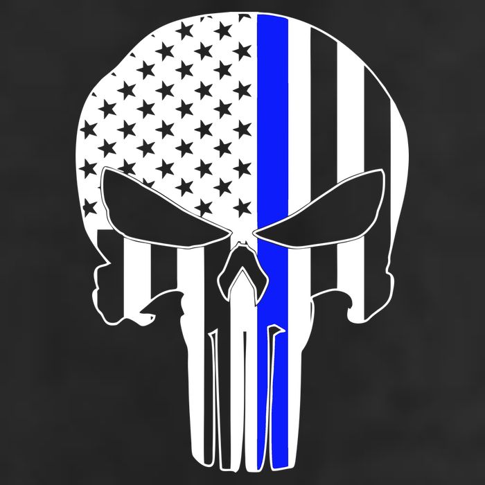 Police USA Skull Thin Blue Line 11oz C Handle Ceramic Mug