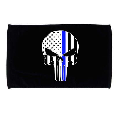 Police USA Skull Thin Blue Line Microfiber Hand Towel