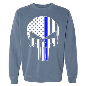 Police USA Skull Thin Blue Line Garment-Dyed Sweatshirt