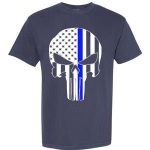 Police USA Skull Thin Blue Line Garment-Dyed Heavyweight T-Shirt