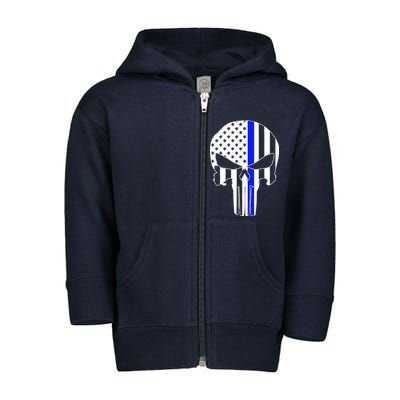 Police USA Skull Thin Blue Line Toddler Zip Fleece Hoodie