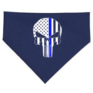 Police USA Skull Thin Blue Line USA-Made Doggie Bandana