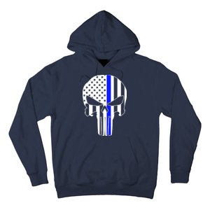 Police USA Skull Thin Blue Line Hoodie