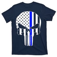 Police USA Skull Thin Blue Line T-Shirt