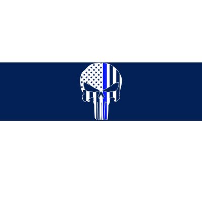 Police USA Skull Thin Blue Line Bumper Sticker