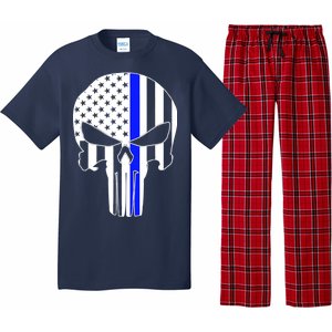 Police USA Skull Thin Blue Line Pajama Set