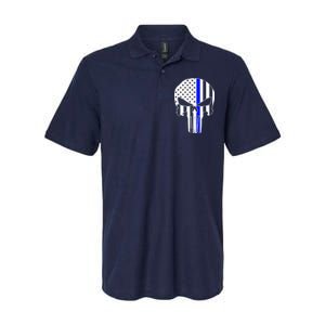 Police USA Skull Thin Blue Line Softstyle Adult Sport Polo