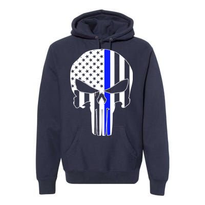 Police USA Skull Thin Blue Line Premium Hoodie