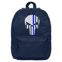 Police USA Skull Thin Blue Line 16 in Basic Backpack