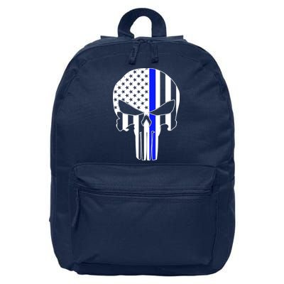 Police USA Skull Thin Blue Line 16 in Basic Backpack