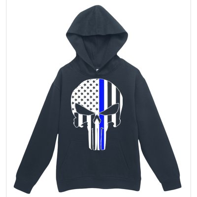 Police USA Skull Thin Blue Line Urban Pullover Hoodie