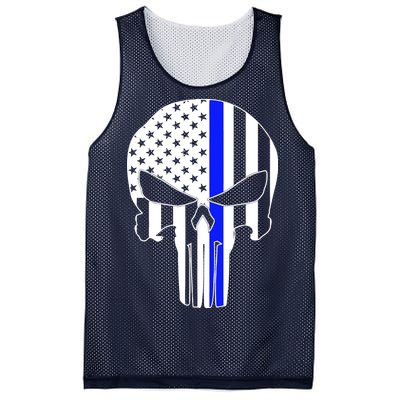 Police USA Skull Thin Blue Line Mesh Reversible Basketball Jersey Tank