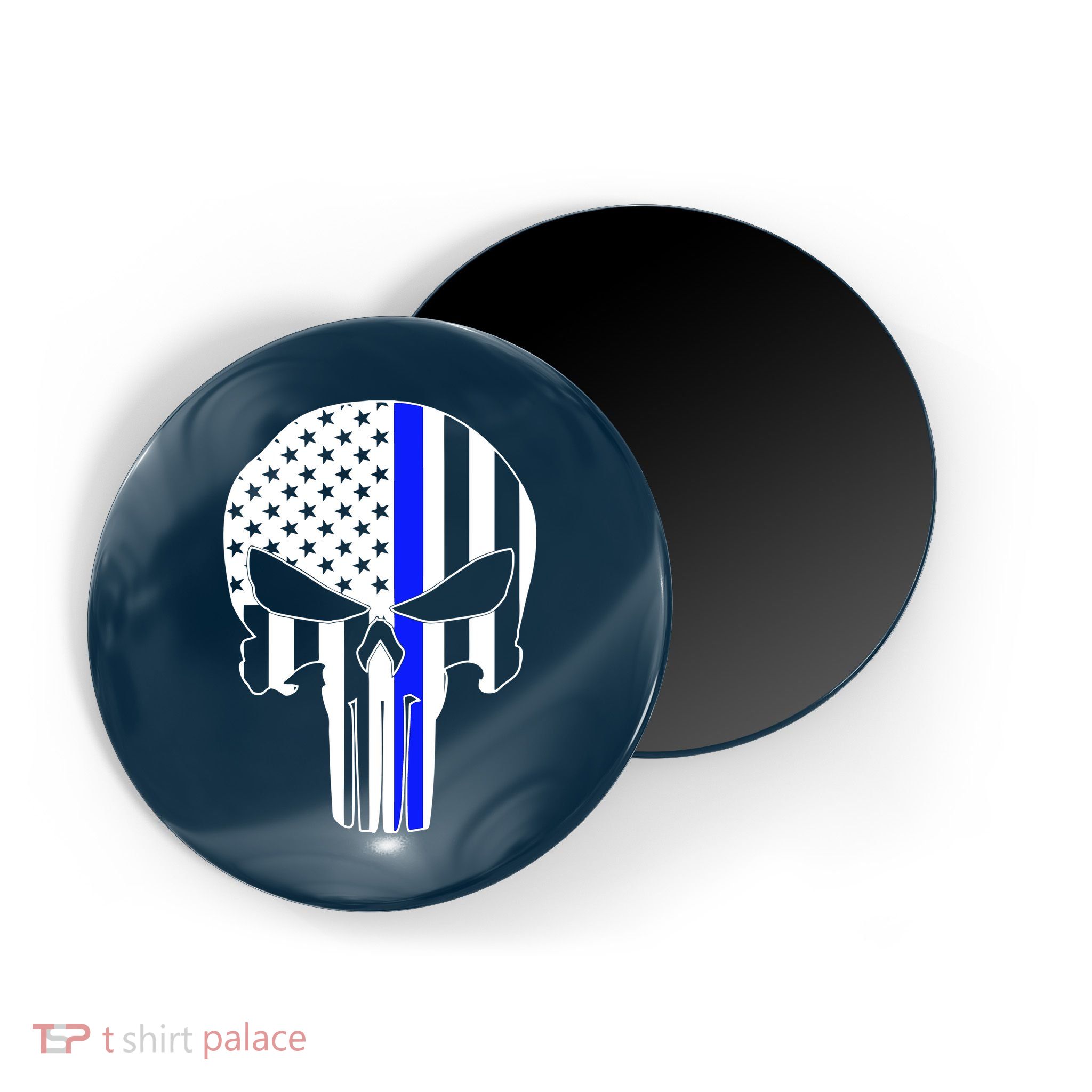 Police USA Skull Thin Blue Line Magnet