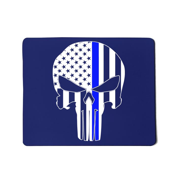 Police USA Skull Thin Blue Line Mousepad