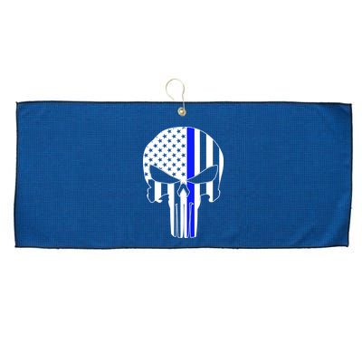 Police USA Skull Thin Blue Line Large Microfiber Waffle Golf Towel