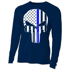 Police USA Skull Thin Blue Line Cooling Performance Long Sleeve Crew