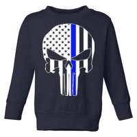 Police USA Skull Thin Blue Line Toddler Sweatshirt