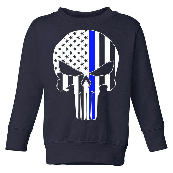 Police USA Skull Thin Blue Line Toddler Sweatshirt