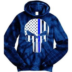 Police USA Skull Thin Blue Line Tie Dye Hoodie