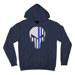 Police USA Skull Thin Blue Line Tall Hoodie