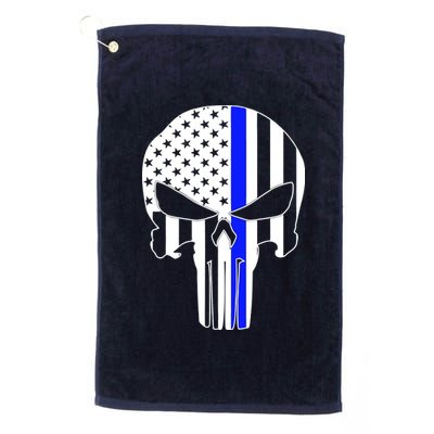 Police USA Skull Thin Blue Line Platinum Collection Golf Towel